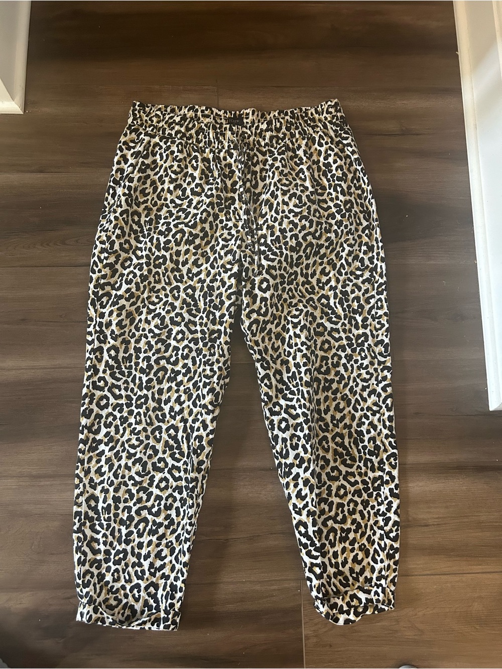 J. Crew Leopard-Print Jogger Pants in Tan, Black & White